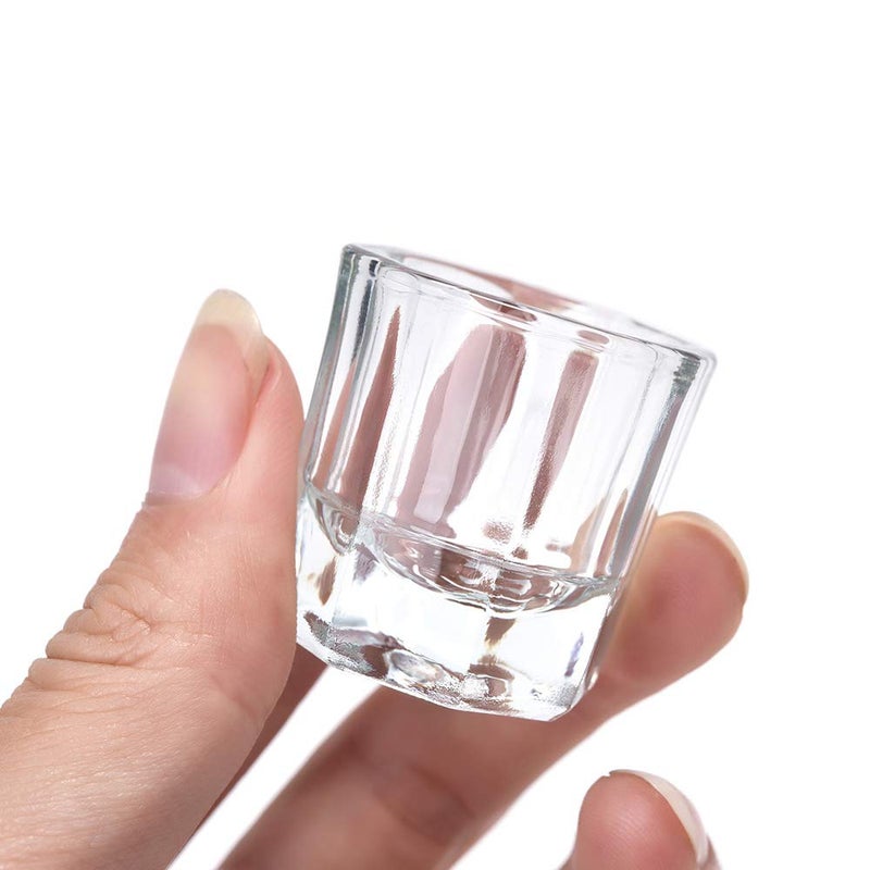 ConStore 2PCS Glass Crystal Dappen Dish with Lid Mini Bowl Cups Nail Art Tools Clear Nail Art Equipment for Mixing Liquid Powder - Image 2